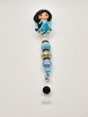 Princess Jasmine Beaded Badge Reel- Belt Clip
